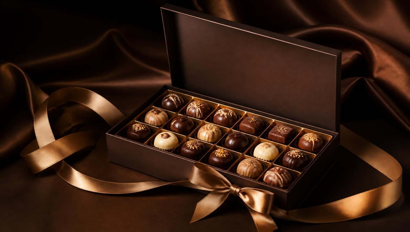 Chocolate gift box with ribbon
